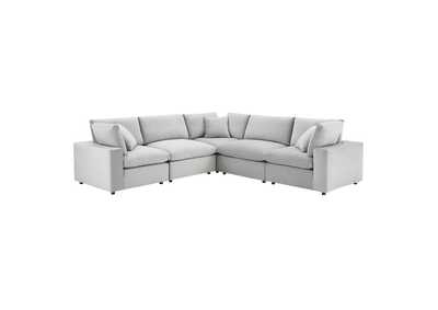 Image for Light Gray Commix Down Filled Overstuffed Performance Velvet 5-Piece Sectional Sofa
