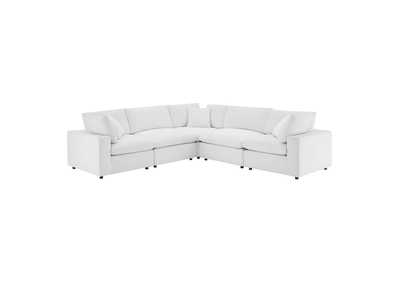 Image for White Commix Down Filled Overstuffed Performance Velvet 5-Piece Sectional Sofa