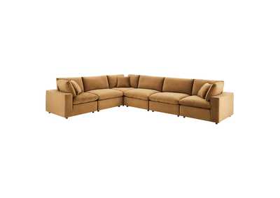 Image for Cognac Commix Down Filled Overstuffed Performance Velvet 6-Piece Sectional Sofa