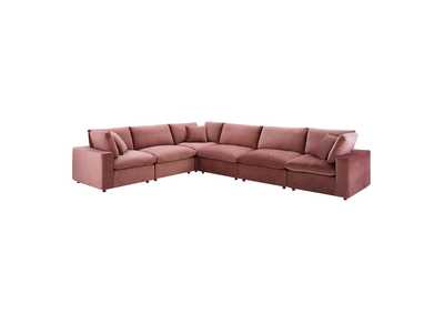 Image for Dusty Rose Commix Down Filled Overstuffed Performance Velvet 6-Piece Sectional Sofa