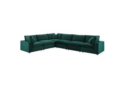Image for Green Commix Down Filled Overstuffed Performance Velvet 6-Piece Sectional Sofa