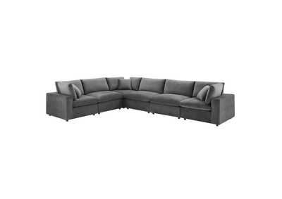 Image for Gray Commix Down Filled Overstuffed Performance Velvet 6-Piece Sectional Sofa