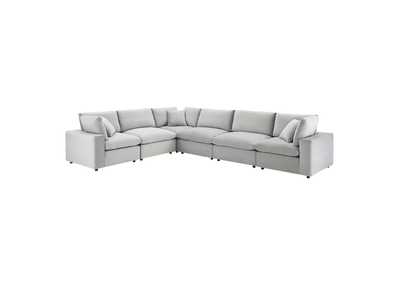 Image for Light Gray Commix Down Filled Overstuffed Performance Velvet 6-Piece Sectional Sofa
