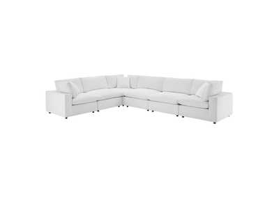 Image for White Commix Down Filled Overstuffed Performance Velvet 6-Piece Sectional Sofa