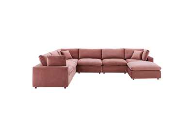 Image for Dusty Rose Commix Down Filled Overstuffed Performance Velvet 7-Piece Sectional Sofa