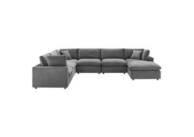 Image for Gray Commix Down Filled Overstuffed Performance Velvet 7-Piece Sectional Sofa