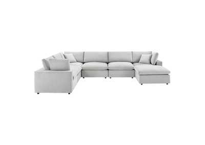 Image for Light Gray Commix Down Filled Overstuffed Performance Velvet 7-Piece Sectional Sofa