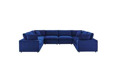 Image for Navy Commix Down Filled Overstuffed Performance Velvet 	8-Piece Sectional Sofa