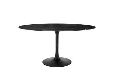 Image for Black Black Lippa 60" Artificial Marble Oval Dining Table