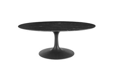 Image for Black Black Lippa 42" Oval Artificial Marble Coffee Table