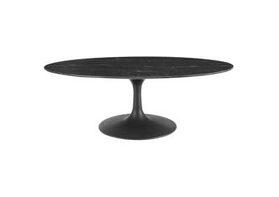 Image for Black Black Lippa 48" Oval Artificial Marble Coffee Table