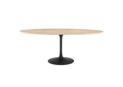 Image for Black Natural Lippa 78" Wood Oval Dining Table