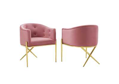 Image for Dusty Rose Savour Accent Arm Dining Chair Performance Velvet [Set of 2]