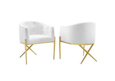 Image for White Savour Accent Arm Dining Chair Performance Velvet [Set of 2]