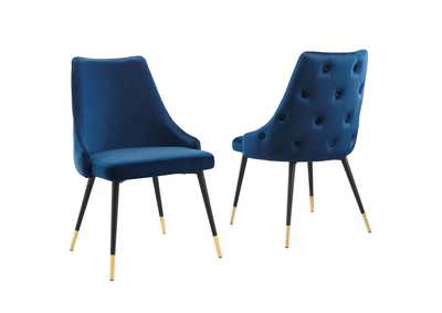Image for Navy Adorn Dining Side Chair Performance Velvet [Set of 2]