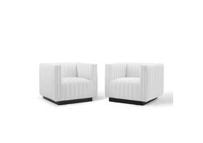 Image for White Conjure Tufted Arm Chair Upholstered Fabric [Set of 2]