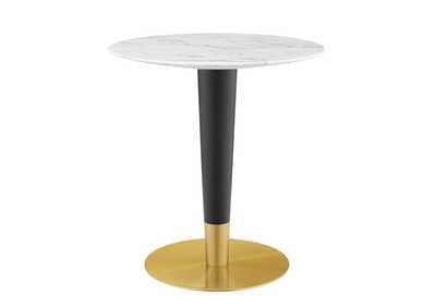 Image for Gold White Zinque 28" Artificial Marble Dining Table
