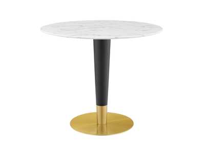 Image for Gold White Zinque 36" Artificial Marble Dining Table