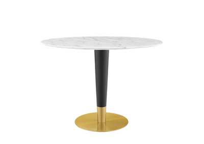 Image for Gold White Zinque 42" Oval Artificial Marble Dining Table