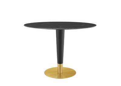 Image for Gold Black Zinque 42" Oval Artificial Marble Dining Table