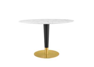 Image for Gold White Zinque 48" Oval Artificial Marble Dining Table