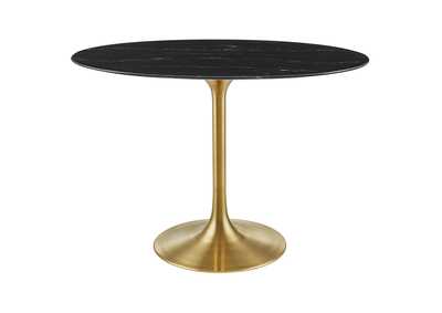 Image for Gold Black Lippa 42"  Oval Artificial Marble Dining Table