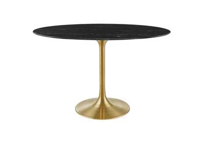 Image for Gold Black Lippa 48"  Oval Artificial Marble Dining Table