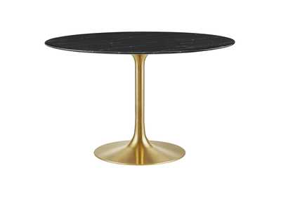 Image for Gold Black Lippa 47" Artificial Marble Dining Table