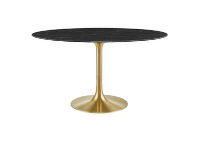 Image for Gold Black Lippa 54" Oval Artificial Marble Dining Table