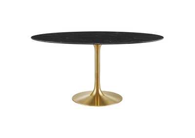 Image for Gold Black Lippa 60" Oval Artificial Marble Dining Table