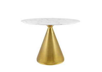 Image for Gold White Tupelo 42" Oval Artificial Marble Dining Table