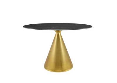 Image for Gold Black Tupelo 48" Oval Artificial Marble Dining Table