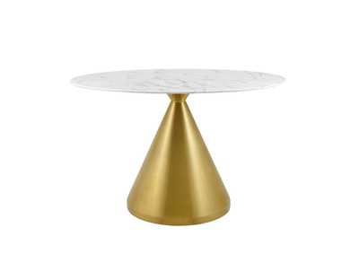 Image for Gold White Tupelo 48" Oval Artificial Marble Dining Table