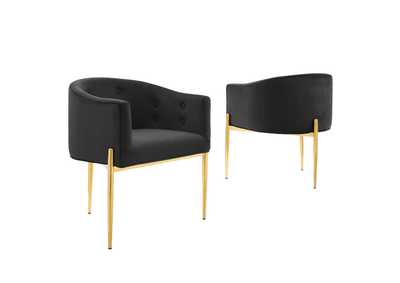 Image for Black Savour Tufted Performance Velvet Accent Chairs - [Set of 2]