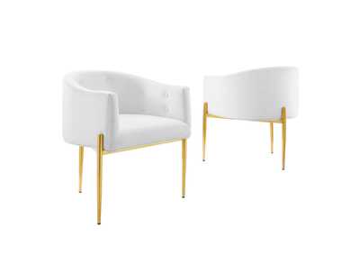 Image for White Savour Tufted Performance Velvet Accent Chairs - [Set of 2]