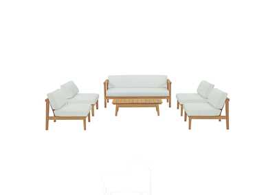 Image for Natural White Bayport 6 Piece Outdoor Patio Teak Set