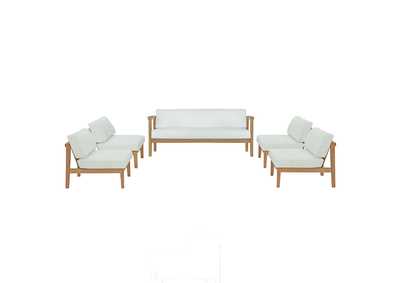 Image for Natural White Bayport 5 Piece Outdoor Patio Teak Set