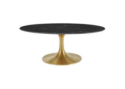 Image for Gold Black Lippa 42" Oval Artificial Marble Coffee Table