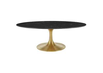Image for Gold Black Lippa 48" Oval Artificial Marble Coffee Table