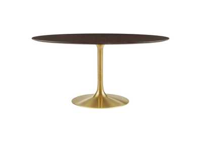 Image for Gold Cherry Walnut Lippa 60" Oval Wood Dining Table