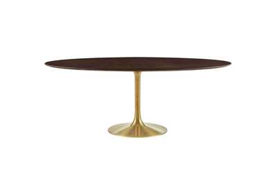 Image for Gold Cherry Walnut Lippa 78" Oval Wood Dining Table