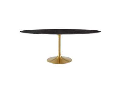 Image for Gold Black Lippa 78" Oval Artificial Marble Dining Table