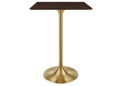 Image for Gold Cherry Walnut Lippa 28" Square Wood Bar Table