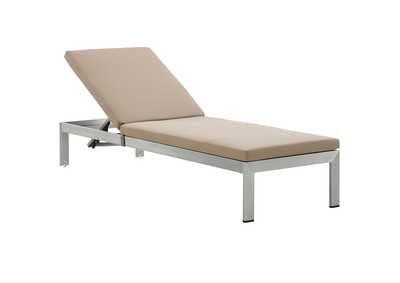 Image for Silver Mocha Shore Outdoor Patio Aluminum Chaise with Cushions
