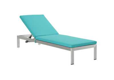 Image for Silver Turquoise Shore Outdoor Patio Aluminum Chaise with Cushions