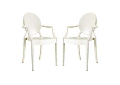 Image for White Casper Arm Dining Chairs [Set of 2]