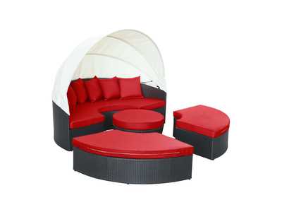 Image for Espresso Red Quest Canopy Outdoor Patio Daybed