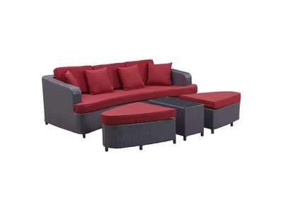 Image for Brown Red Monterey 4 Piece Outdoor Patio Sofa Set