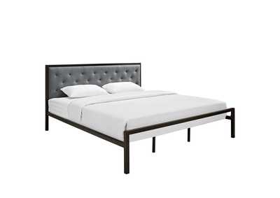 Image for Mia Brown Gray King Fabric Bed