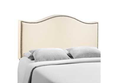 Image for Curl Ivory Queen Nailhead Upholstered Headboard